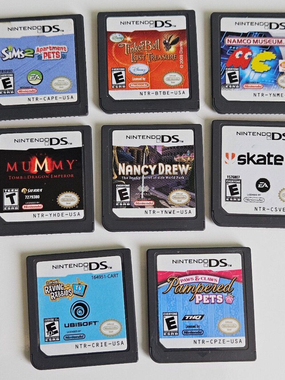Nintendo DS Game Lot 8 Loose Cartridges Nancy Drew Namco Skate It Sims Rabbids